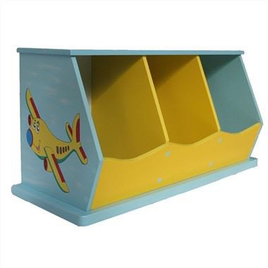 3 skap Blå lekeboks for barn